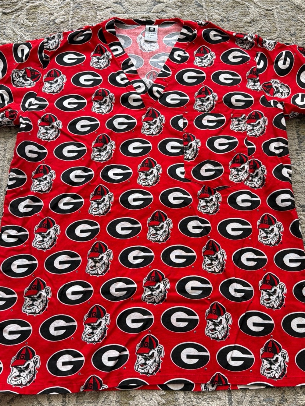 University Team Red Short Sleeve V-Neck Top